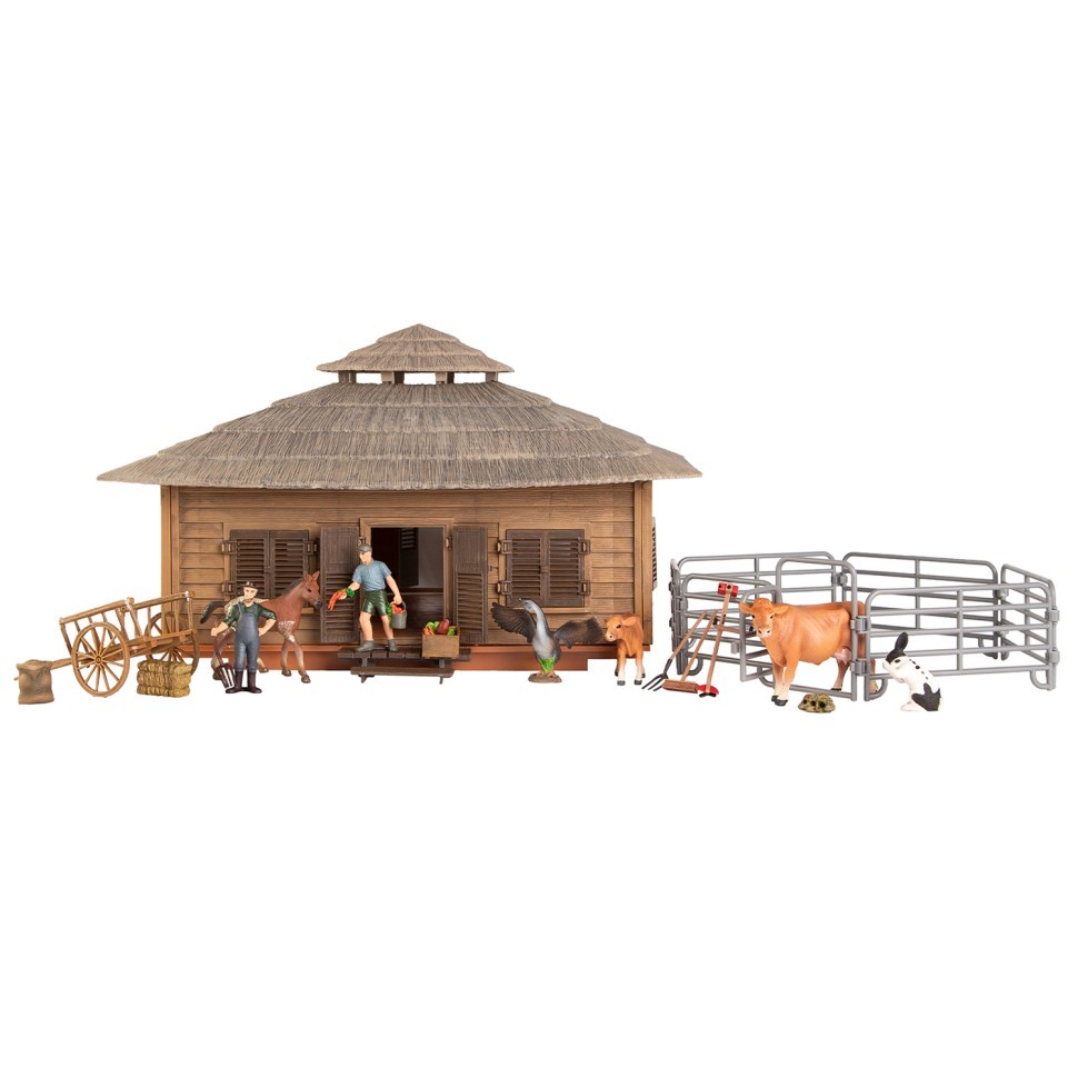 Набор фигурок животных cерии "На ферме": Ферма игрушка, лошадь, кролик, телята, фермеры, инвентарь - 21 предмет (ММ205-065)