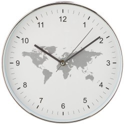 Часы настенные кварцевые "world map" диаметр=30 см. диаметр циферблата=29 см. цвет: белый Lefard (220-393)