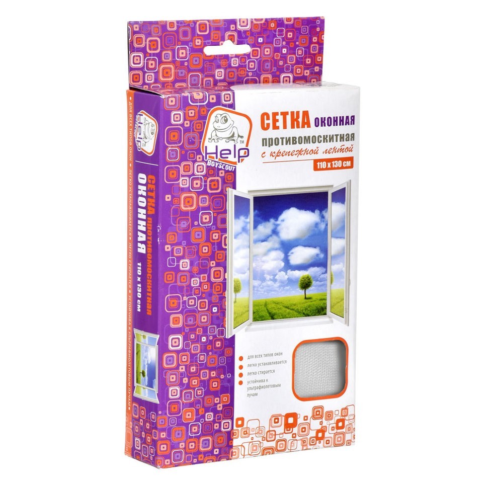 Противомоскитная сетка Help с крепежной лентой 100х130 см 80001-Л (66227)