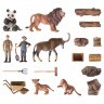 Набор фигурок животных cерии "На ферме": Ферма игрушка, львы, панда, тигренок, горный козел, фермеры, инвентарь -19 предметов (ММ205-075)