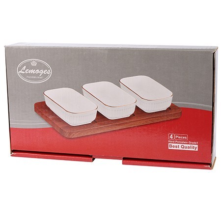 Менажница на подставке 3 блюда 4пр керамика LR (90035-328)