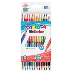 Карандаши цветные трехгранные Carioca BiСolor 24 цвета 12 шт 42991 (66508)