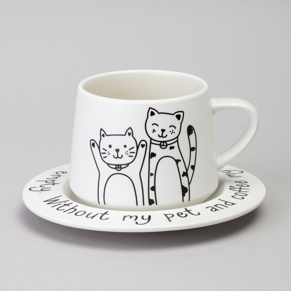 Чайный набор lefard на 1 персону "коты" цвет белый Lefard (756-474)