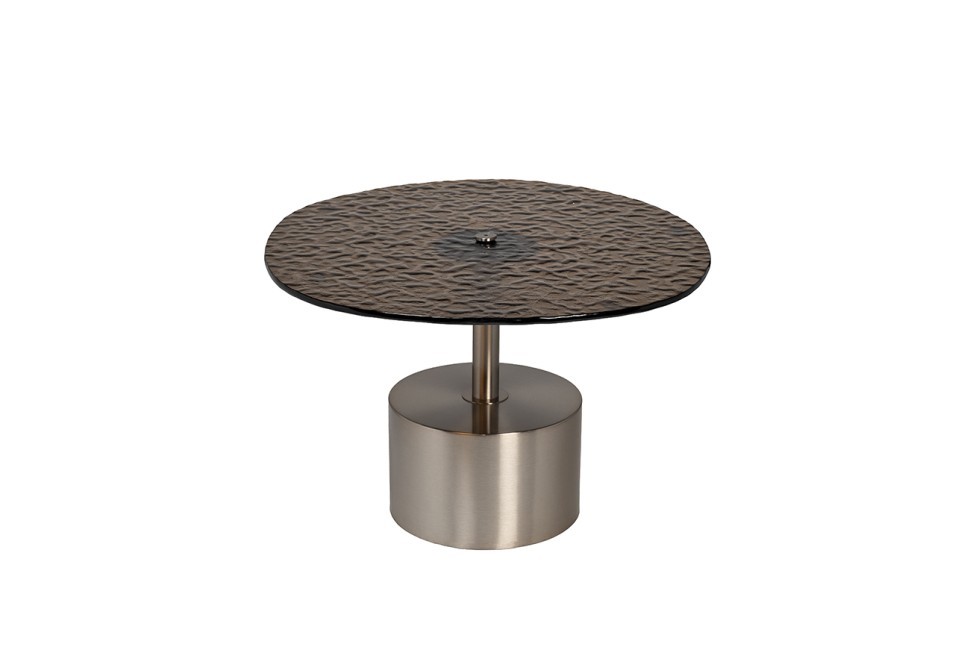 Стол журнальный, стекло рельефное тонированное d 60*63*41см (TT-00014150)