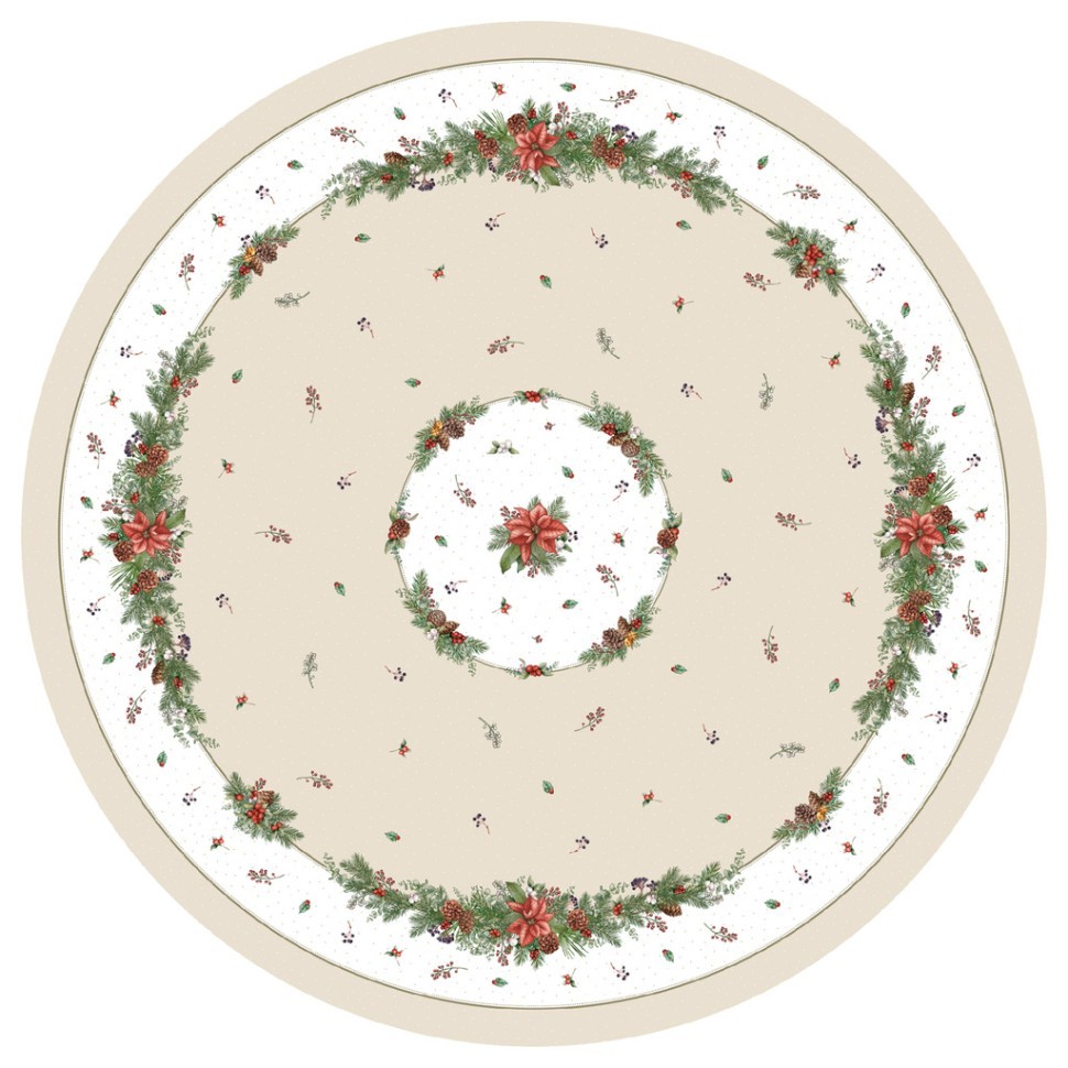 Скатерть  d145 cm круглая, "celebration", цвет: бежевый, tm lefard, полиэстер 100% Lefard (986-001-24)