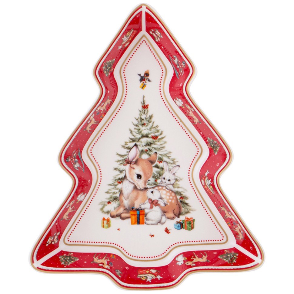 Блюдо lefard "с новым годом!" в форме елки 25х21х4 см красное Lefard (85-2050)