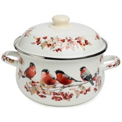 Кастрюля agness эмалированная с эмал.крышкой серия "снегири", 3.6 л, 22*13 см Agness (934-748)