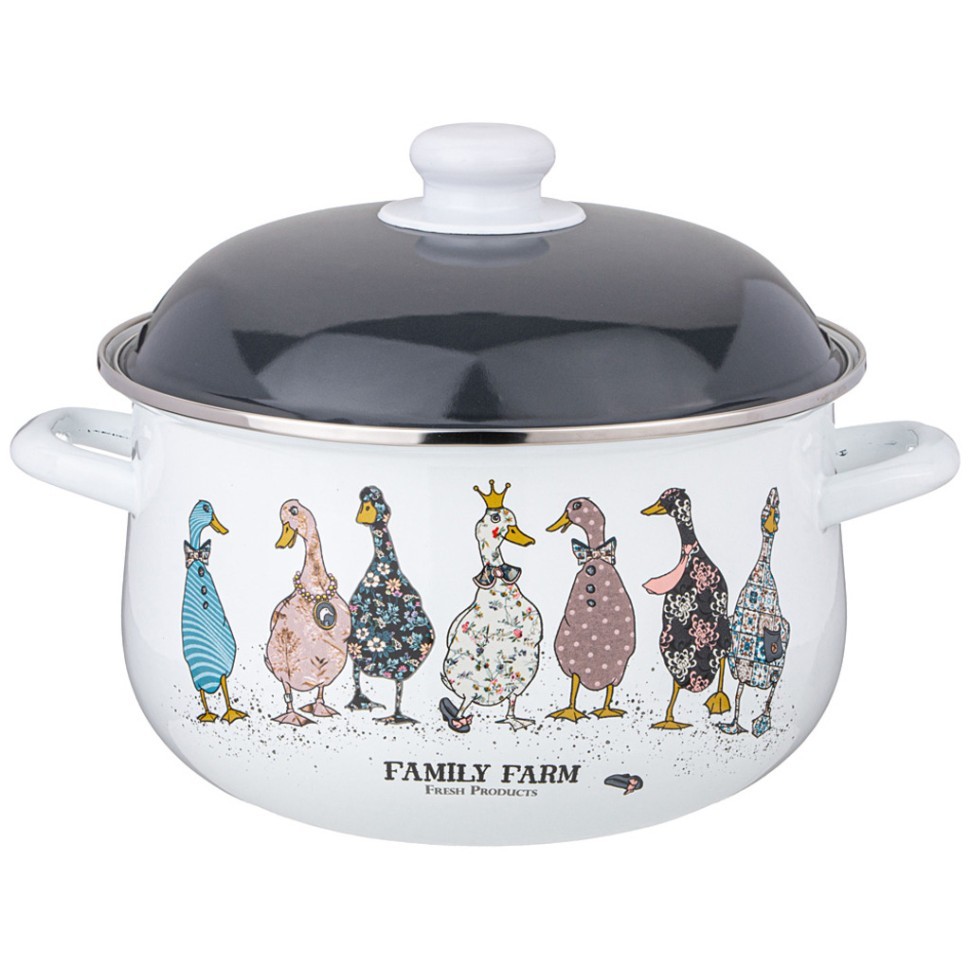 Кастрюля agness эмалированная с эмал.крышкой серия "family farm", 5.0 л, 24*14 см Agness (934-624)