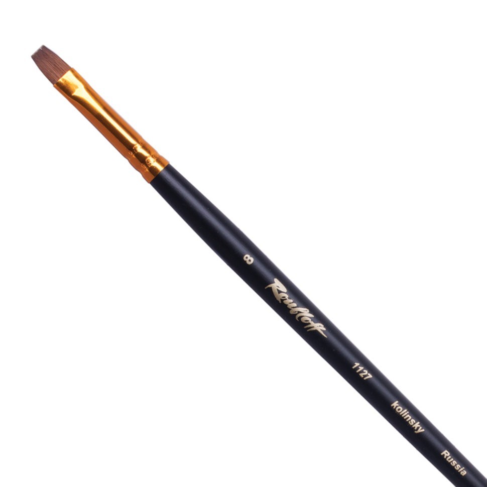 Кисть художественная Roubloff (Рублев) колонок, плоская, № 8, длинная ручка ЖК2-08,07Ж уп. 2 шт. (65039)