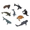 Фигурки игрушки серии "Мир морских животных": Касатка, 3 акулы, морж, дельфин, черепаха, тюлень (набор из 8 фигурок животных) (MM213-291)