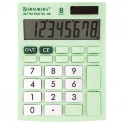 Калькулятор наст BRAUBERG ULTRA PASTEL-08-LG 154x115 мм 8 разр МЯТНЫЙ 250515 (1) (93104)