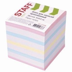 Блок для записей с клеевым краем Staff куб 9х9х9 см, цветной/белый 129208 (85471)