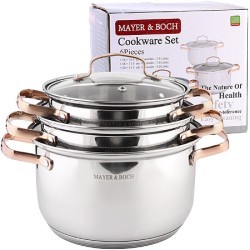 Набор кастрюль 2л+2,8л+3,8л нерж/ст с зол.ручками Mayer&Boch (40457) Набор кастрюль 2л+2,8л+3,8л нерж/ст с зол.ручками Mayer&Boch (40457)