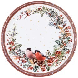 Поднос сервировочный agness коллекция "снегири" красный 33*2,1 см Agness (898-237)