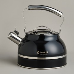 Чайник agness со свистком 2,7л, термоаккумулирующее дно, 304 сталь,  индукция Agness (914-303)