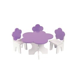 Набор мебели для кукол "Цветок": стол + стулья, цвет: белый/фиолетовый (PFD120-45)