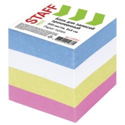 Блок для записей с клеевым краем Staff куб 8х8 см, цветной/белый 120383 (85472)
