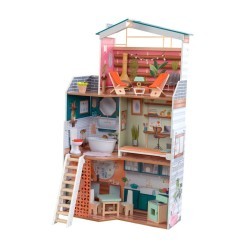 Деревянный кукольный домик "Марлоу", с мебелью 14 предметов в наборе, свет, звук, для кукол 30 см (65985_KE)