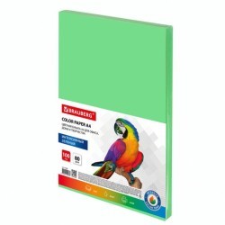Бумага цветная для принтера Brauberg А4 80 г/м2 100 листов зеленая 112451 (3) (85733)