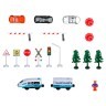 Железная дорога для детей "Мой город, 63 предмета", на батарейках со светом и звуком (Бирюзовая) (G211-015)