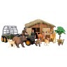 Набор фигурок животных cерии "На ферме": Ферма игрушка, олени, медведи, фермер, квадроцикл для перевозки животных, инвентарь -  14 предметов (ММ205-057)