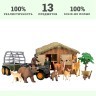 Набор фигурок животных cерии "На ферме": Ферма игрушка, олени, медведи, фермер, квадроцикл для перевозки животных, инвентарь -  14 предметов (ММ205-057)