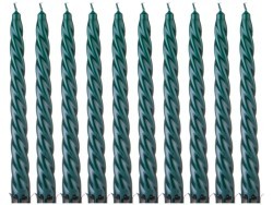 Набор свечей из 10 шт. лакированный зеленый высота=23 см. Adpal (348-645)