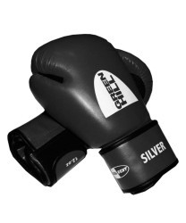 Перчатки боксерские SILVER BGS-2039, 10oz, к/з, черные (394687)