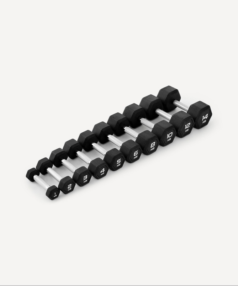 Гантель гексагональная STARFIT DB-301PRO 12 кг, обрезиненная, черный (2115113)