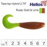 Твистер Helios Hybrid 2,75"/7,0 см, цвет Rusty Gold & Lime 7 шт HS-13-017 (78171)