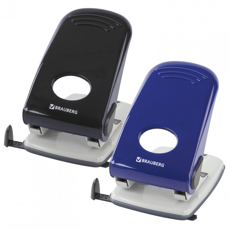 Дырокол металлический Brauberg Style до 50 листов ассорти синий/черный 221278 (1) (90820)