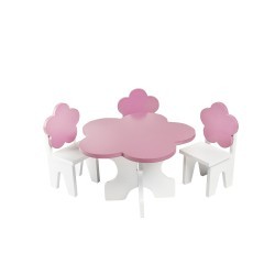 Набор мебели для кукол "Цветок": стол + стулья, цвет: розовый (PFD120-43)