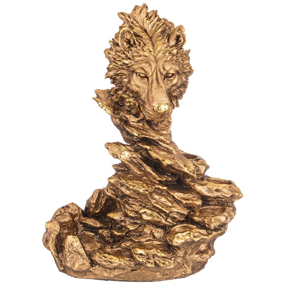 Подставка для бутылки и стопок "голова волка" н-35см цвет: бронза с позолотой Lefard (169-859)