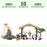 Набор фигурок животных cерии "На ферме": Ферма игрушка, панды, лодка, фермерь, инвентарь - 10 предметов (ММ205-058)