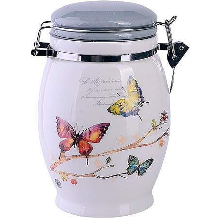 Банка для сыпучих 900 мл Бабочки в саду дол/жел LR (60124)