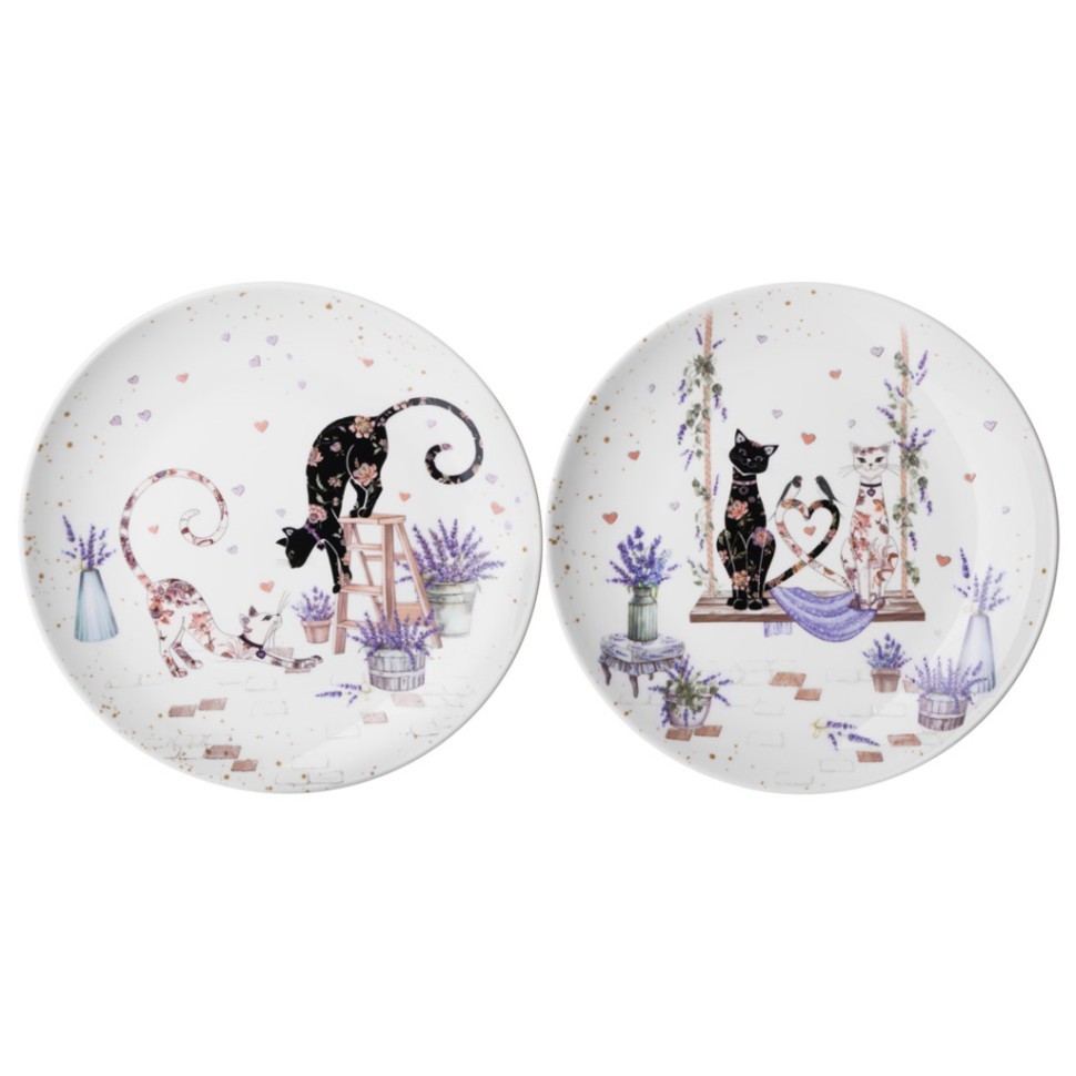 Набор тарелок закусочных lefard "лавандовые коты" 2 шт. 20,5*2 см Lefard (425-167)