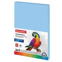 Бумага цветная для принтера Brauberg А4 80 г/м2 100 листов синяя 112453 (3) (85735)