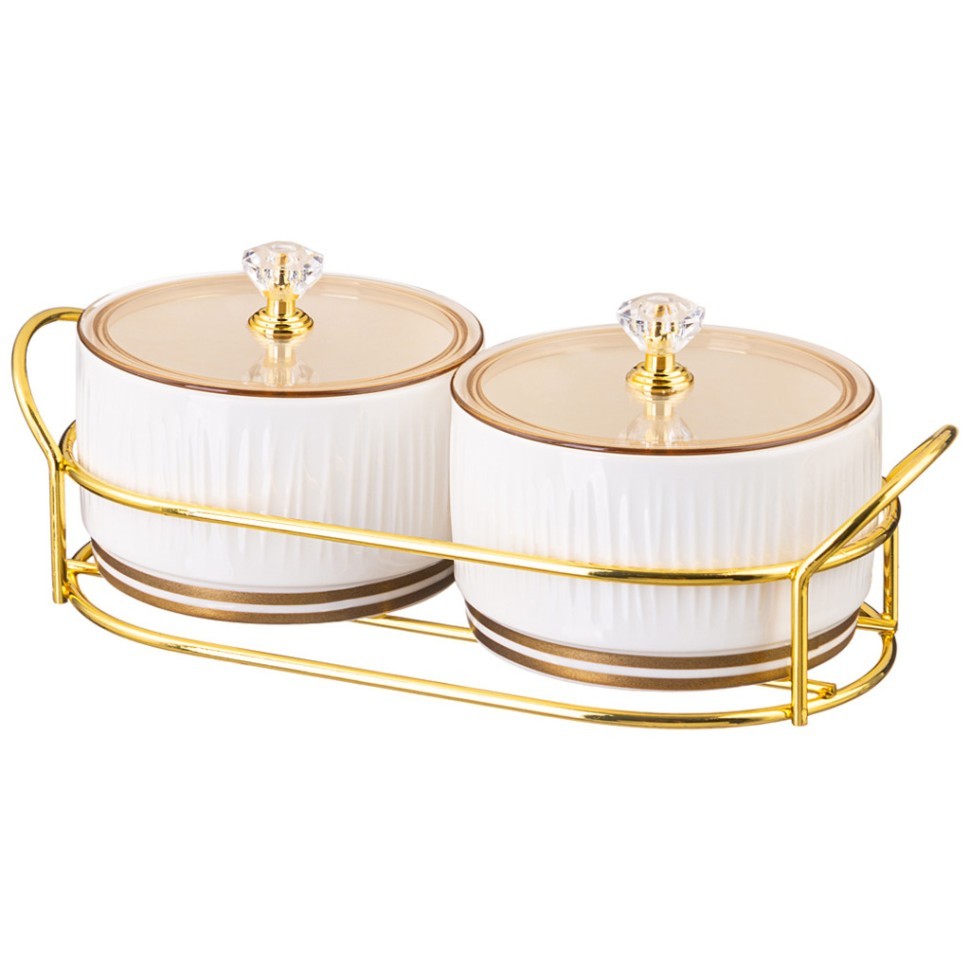 Набор банок lefard "herbal" с пластик. крышкой 2 шт. 230 мл на металл. подставке Lefard (42-484)