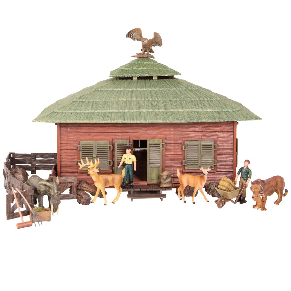 Набор фигурок животных cерии "На ферме": Ферма игрушка, слон, львица, олени, филин, фемеры, инвентарь - 21 предмет (ММ205-074)