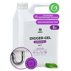 Средство для прочистки канализационных труб 5,3 кг GRASS DIGGER-GEL гель щелочное 125206 605625 (1) (94953)