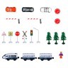 Детская железная дорога "Мой город, 103 предмета", на батарейках со светом и звуком (Синяя) (G211-018)