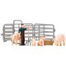 Игрушки фигурки в наборе серии "На ферме", 8 предметов (фермер, семья свиней, ограждение-загон, инвентарь) (ММ205-012)