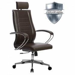 Кресло офисное Метта К-32 хром экокожа подголовник темно-коричневое 532480 (1) (91855)