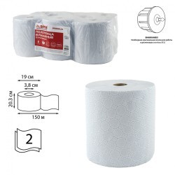 Полотенца бумажные рулонные 150 м Laima (H1) Premium 2-слойные белые к-т 6 рул 112504 (1) (89366)