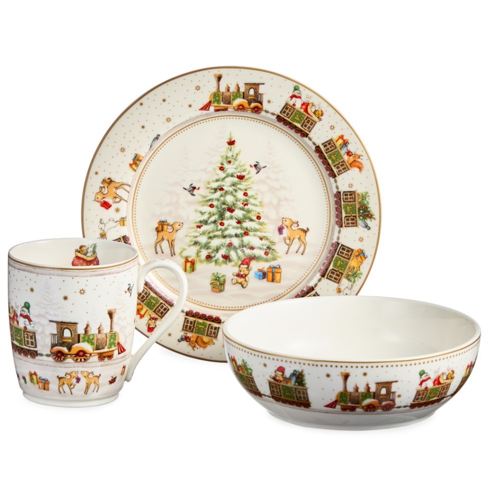 Набор посуды lefard "c новым годом" 3 пр.: салатник 800 мл, тарелка 19 см, кружка 400 мл Lefard (85-2086)