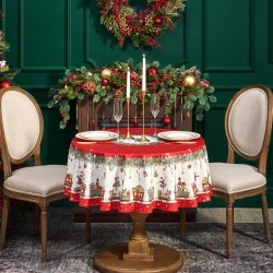 Скатерть круглая  "щелкунчик" ,150см , красный ,100% хлопок , твил Lefard (850-762-24)