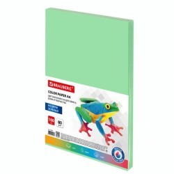Бумага цветная для принтера Brauberg А4 80 г/м2 100 листов зеленая 112458 (3) (85737)