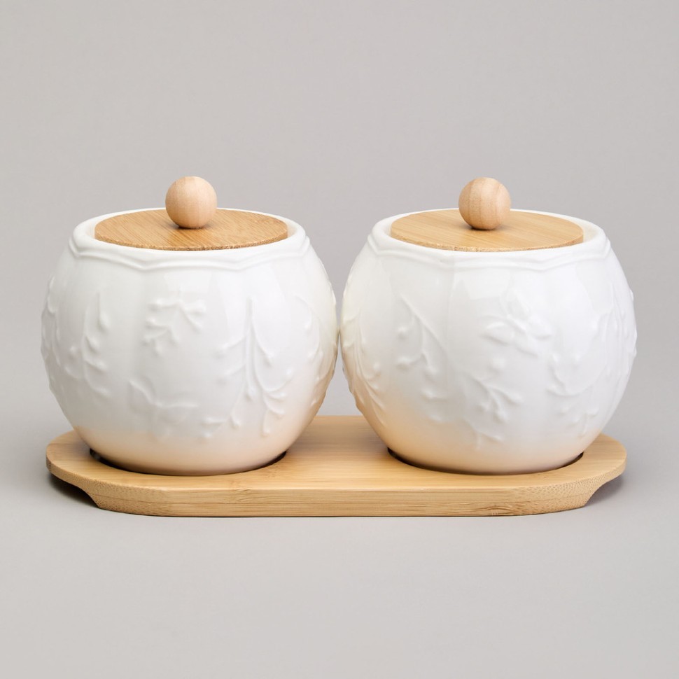 Набор сахарниц lefard "native" 2 шт. 10*10 см 300 мл на дерев. подставке Lefard (761-146)