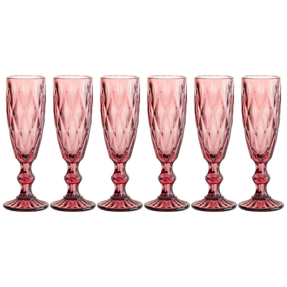 Набор бокалов для шампанского "ромбо" 6шт. серия "muza color" 150мл. / в=20 см. Lefard (781-114)