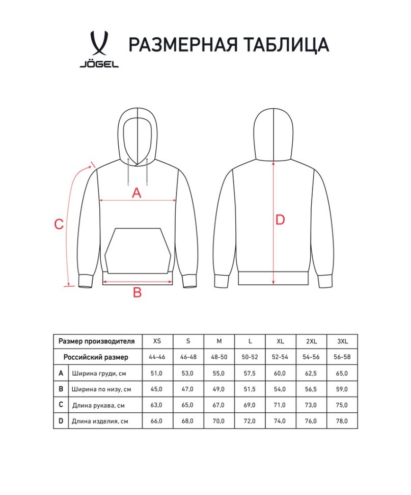 Худи JÖGEL ESSENTIAL Cotton Hoodie, красный (2117159)